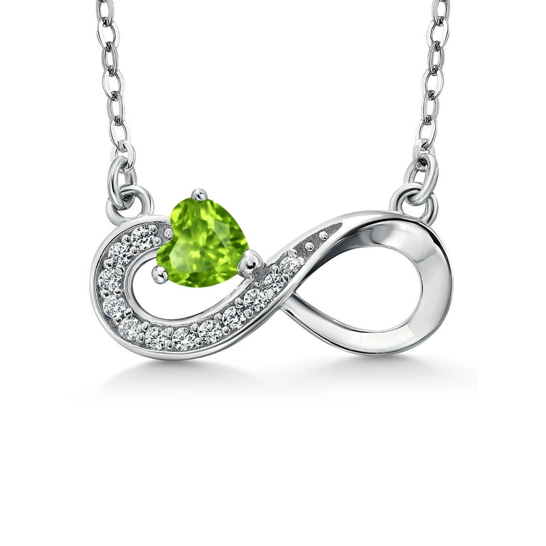 Gem Stone King 925 Sterling Silver Green Peridot Infinity
