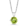thumbnail image 1 of Gem Stone King 925 Sterling Silver Green Peridot Pendant (1.35 Ct Round 7MM, Gemstone Birthstone, With 18 inch Silver Chain), 1 of 4