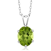 Gem Stone King 2.00 Cttw Green Peridot Pendant Necklace for Women | 925 Sterling Silver | Gemstone Birthstone | Oval 9X7MM | With 18 inch Silver Chain