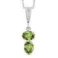 thumbnail image 1 of Gem Stone King 925 Sterling Silver Green Peridot Pendant Necklace for Women (2.73 Cttw, Gemstone August Birthstone, Oval 8x6MM, with 18 inch Chain), 1 of 3