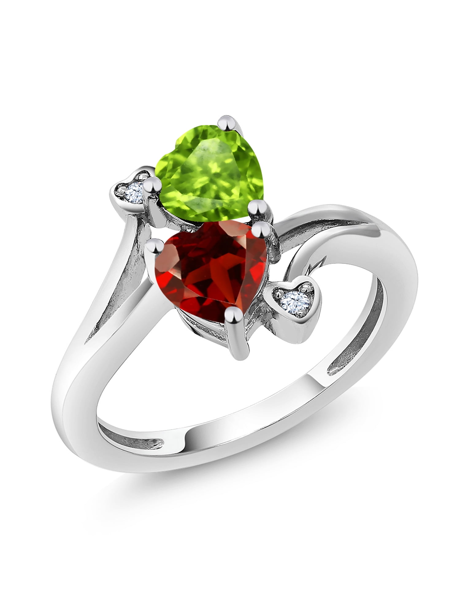 1 cttw Heart Shape Garnet Ring in .925 Sterling Silver with Rhodium Plating Gem Stone King 18K Yellow Gold Plated Silver Red Garnet Ring for