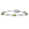 thumbnail image 1 of Gem Stone King 925 Sterling Silver Green Peridot and Round White Lab Grown Diamond Tennis Bracelet for Women (3.04 Cttw, Gemstone Birthstone, Oval 6X4MM, 7.25 inches), 1 of 4