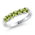 thumbnail image 1 of Gem Stone King 925 Sterling Silver Green Peridot Wedding-Bands Ring for Women | 1.04 Cttw | Round 3.5MM | Gemstone August Birthstone | Size 8, 1 of 6