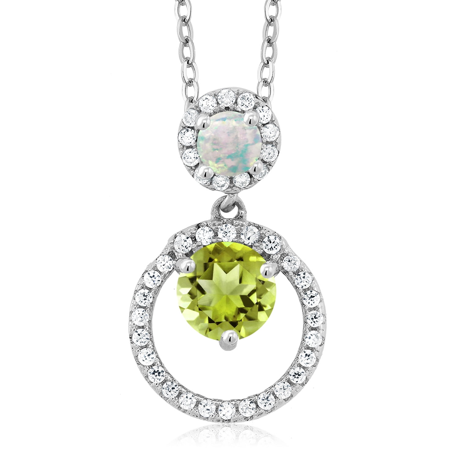 Gem Stone King 0.96 Ct Peridot & Citrine Heart Pendant – 925 Sterling Silver With 18" Chain