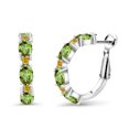 thumbnail image 1 of Gem Stone King 925 Sterling Silver Green Peridot and Yellow Created Sapphire Hoop Earrings for Women (4.30 Cttw, Gemstone Birthstone, Oval 6X4MM), 1 of 4