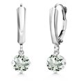 thumbnail image 1 of Gem Stone King 925 Sterling Silver Green Prasiolite Dangle Earrings for Women | 1.60 Cttw | Gemstone Birthstone | Round 6MM, 1 of 6