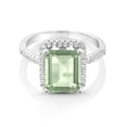 thumbnail image 1 of Gem Stone King 925 Sterling Silver Green Prasiolite Engagement Ring for Women (3.26 Cttw, Emerald Cut 10X8MM, Gemstone Birthstone, Available in Size 5,6,7,8,9), 1 of 4