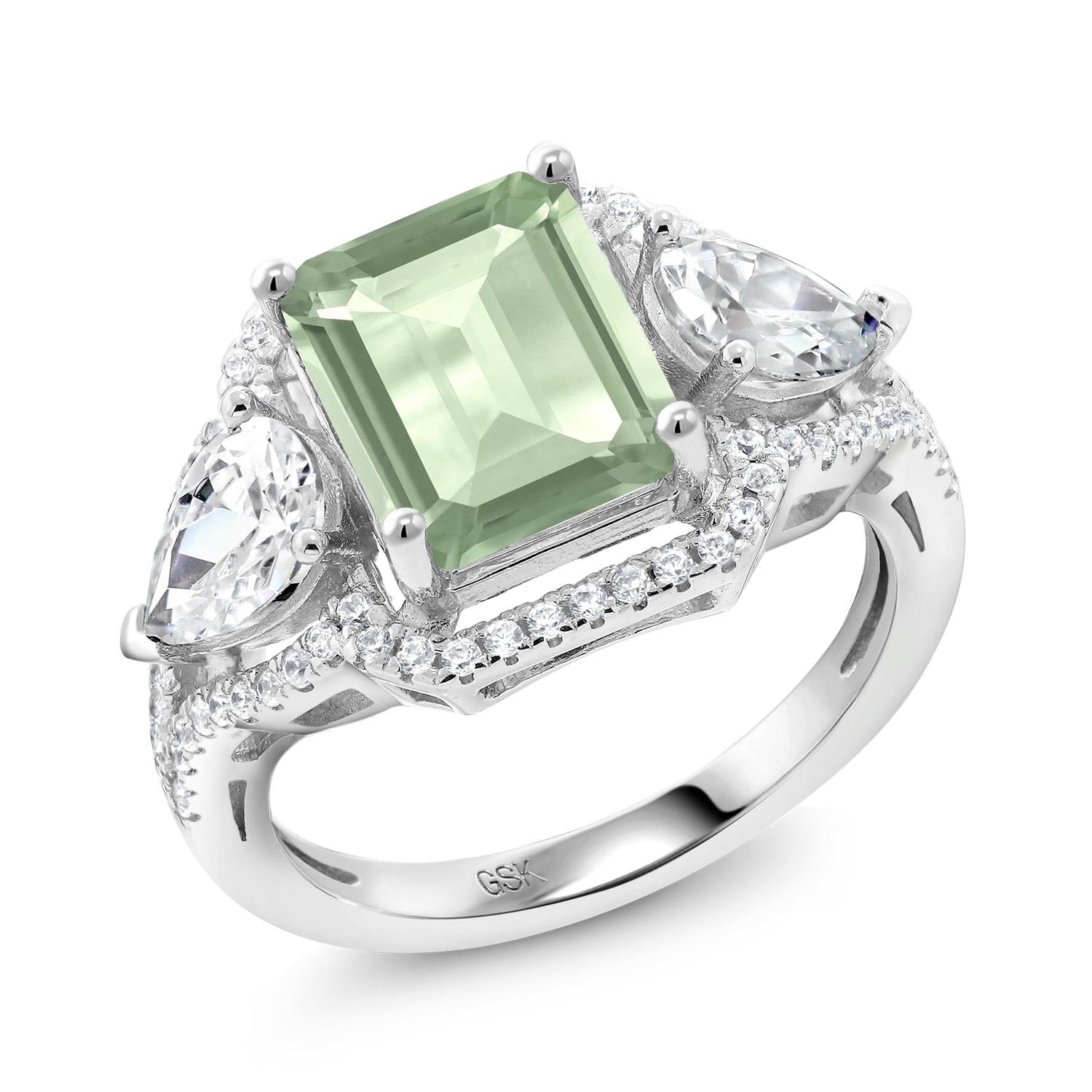 Gem Stone King 925 Sterling Silver Green Prasiolite Ring for  Prasiolite ring size 8 main image 0