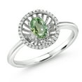 thumbnail image 1 of Gem Stone King 925 Sterling Silver Green Sapphire Ring for Women (1.03 Cttw, Oval 6X4MM, Gemstone September Birthstone, Size 8), 1 of 3