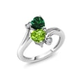 thumbnail image 1 of Gem Stone King 925 Sterling Silver Green Nano Emerald Green Peridot Ring for Women (1.50 Cttw, Heart Shape 6MM, Gemstone May Birthstone, Available in Size 5, 6, 7, 8, 9), 1 of 4
