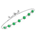 thumbnail image 1 of Gem Stone King 925 Sterling Silver Green Simulated Emerald Tennis Bracelet for Women (2.80 Cttw, Round 4.5MM, Fully Adjustable up to 9 inch), 1 of 5
