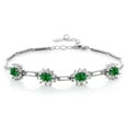 thumbnail image 1 of Gem Stone King 925 Sterling Silver Green Simulated Emerald Tennis Bracelet for Women 4.72 Ctw 7 inch with 1 inch Extender, 1 of 6