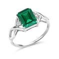 thumbnail image 1 of Gem Stone King 925 Sterling Silver Green Simulated Emerald and White Lab Grown Diamond Women Ring (2.03 Cttw, Size 9), 1 of 5