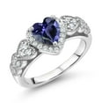 thumbnail image 1 of Gem Stone King 925 Sterling Silver Heart Shape Blue Iolite Ring for Women (1.01 Cttw, Gemstone Birthstone, Available in Size 5, 6, 7, 8, 9), 1 of 6