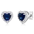 thumbnail image 1 of Gem Stone King 925 Sterling Silver Heart Shape Halo Cubic Zirconia Earring for Women (2.32 Cttw. 5MM Center Stone), 1 of 7