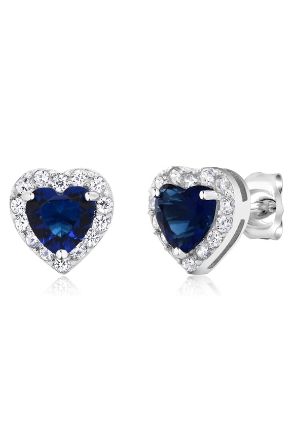 925 Sterling Silver Heart Shape Halo Cubic Zirconia Earring for Women (2.32 Cttw. 5MM Center Stone)