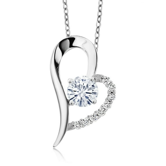 Gem Stone King 925 Sterling Silver Heart Shape Pendant Necklace for Women (Round 6MM, Gemstone Birthstone, with 18 inch Chain)