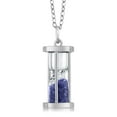 thumbnail image 1 of Gem Stone King Sterling Silver Hourglass Pendant Necklace with 0.75 Ct Sapphire Dust 18" Chain, 1 of 7