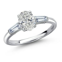 Gem Stone King 925 Sterling Silver IGI Certified Lab Grown Diamond Engagement Ring for Women | 1.30 Cttw | Center 1 Ct Oval Cut | E-F Color | VS1-VS2 Clarity | Size 6