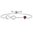 thumbnail image 1 of Gem Stone King 925 Sterling Silver Infinity Bracelet for Women with Heart Heart Shape Garnet and Moissanite (1.13 Cttw, Box Chain Fully Adjustable up to 9 inch), 1 of 6