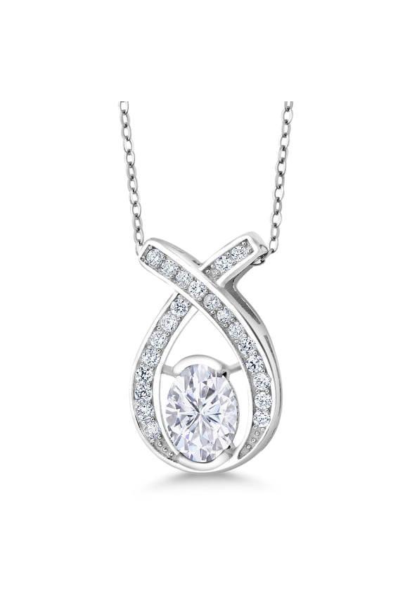 925 Sterling Silver Infinity Pendant for Women Oval 1.83cttw Moissanite