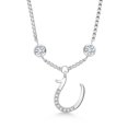 thumbnail image 1 of Gem Stone King 925 Sterling Silver Initial Letter Charm Pendant Necklace for Women with White Moissanite - Elegant Dangling Design on 18 inch Box Chain, 1 of 4