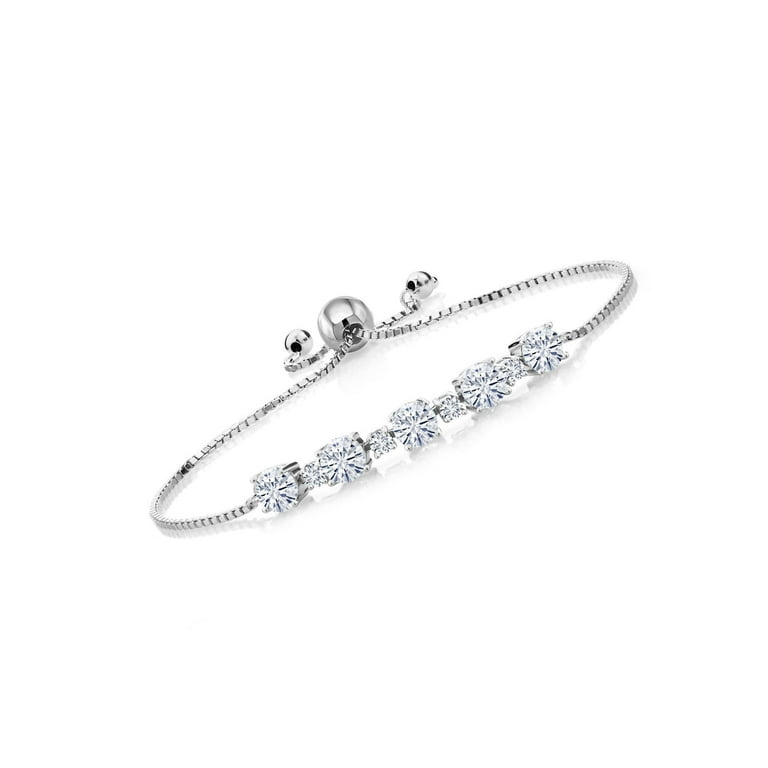 Gem Stone King 925 Sterling Silver Lab Grown Diamond Tennis Bracelet Forever Classic Round 2.76cttw Created Moissanite by Charles & Colvard, Women's