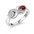 thumbnail image 1 of Gem Stone King 925 Sterling Silver Lab Grown Diamond and Red Garnet and White Created Sapphire Infinity Promise Ring for Women | 1.06 Cttw | Oval 6X4MM | Gemstone April Birthstone | Size 8, 1 of 5