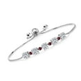 thumbnail image 1 of Gem Stone King 925 Sterling Silver Lab Grown Diamond and Red Rhodolite Garnet Bracelet for Women | 2.86 Cttw | Gemstone April Birthstone | Round 5MM, 1 of 5
