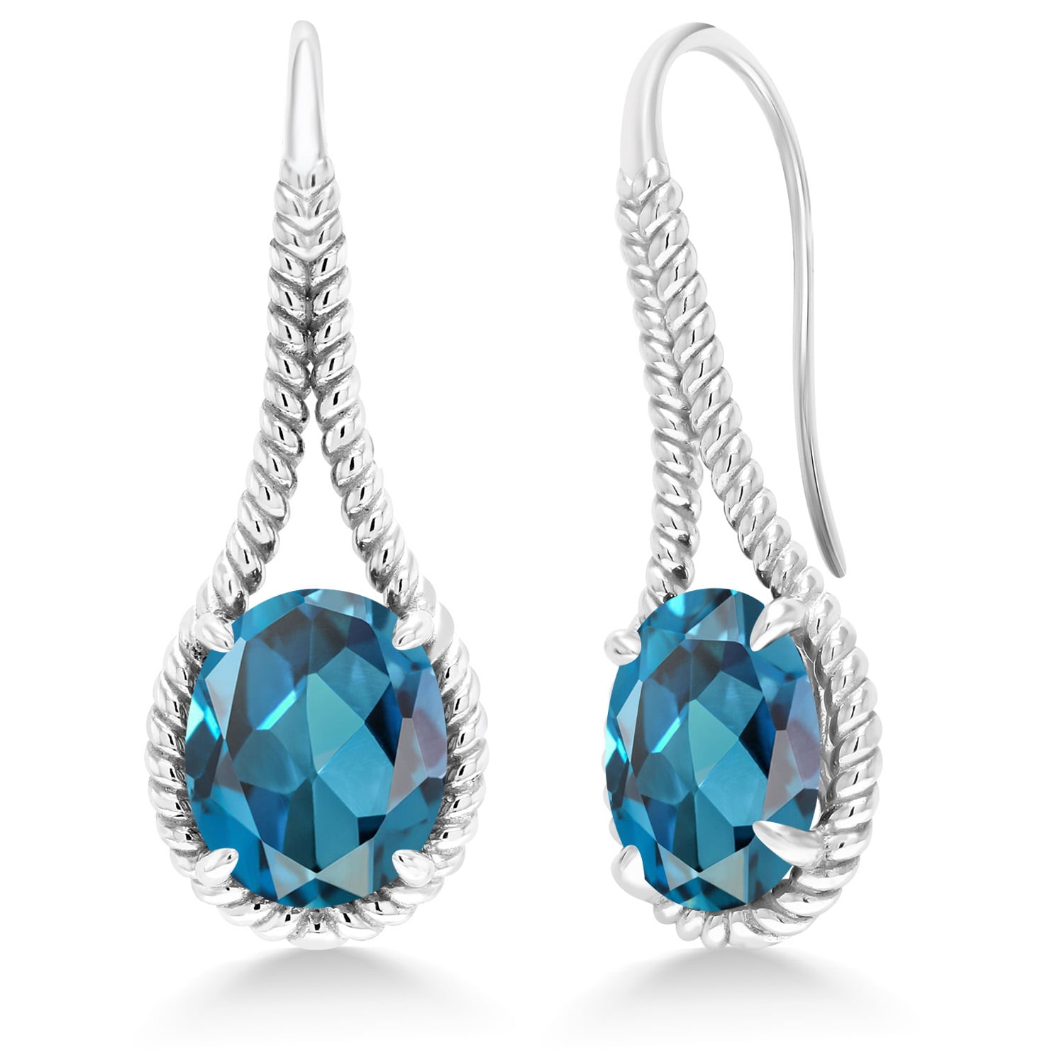 Gem Stone King 925 Sterling Silver London Blue Topaz Drop Dangle ...