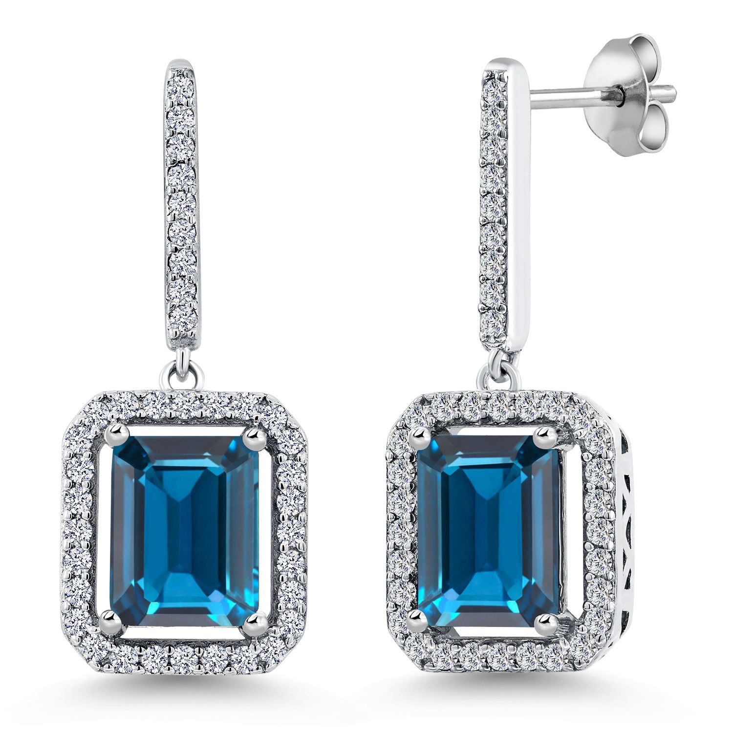 Gem Stone King 925 Sterling Silver London Blue Topaz Earrings for Women ...