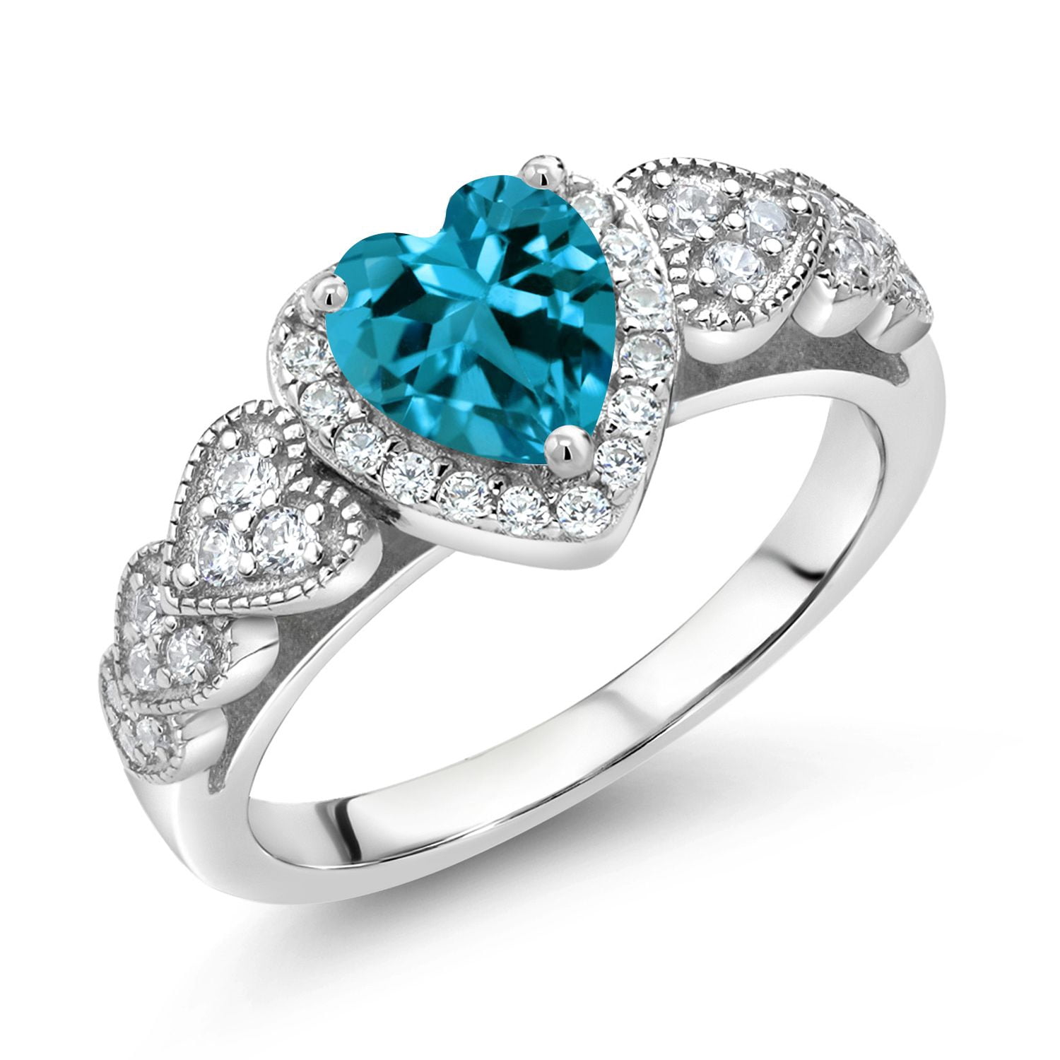 Gem Stone King 925 Sterling Silver London Blue Topaz Engagement Ring ...