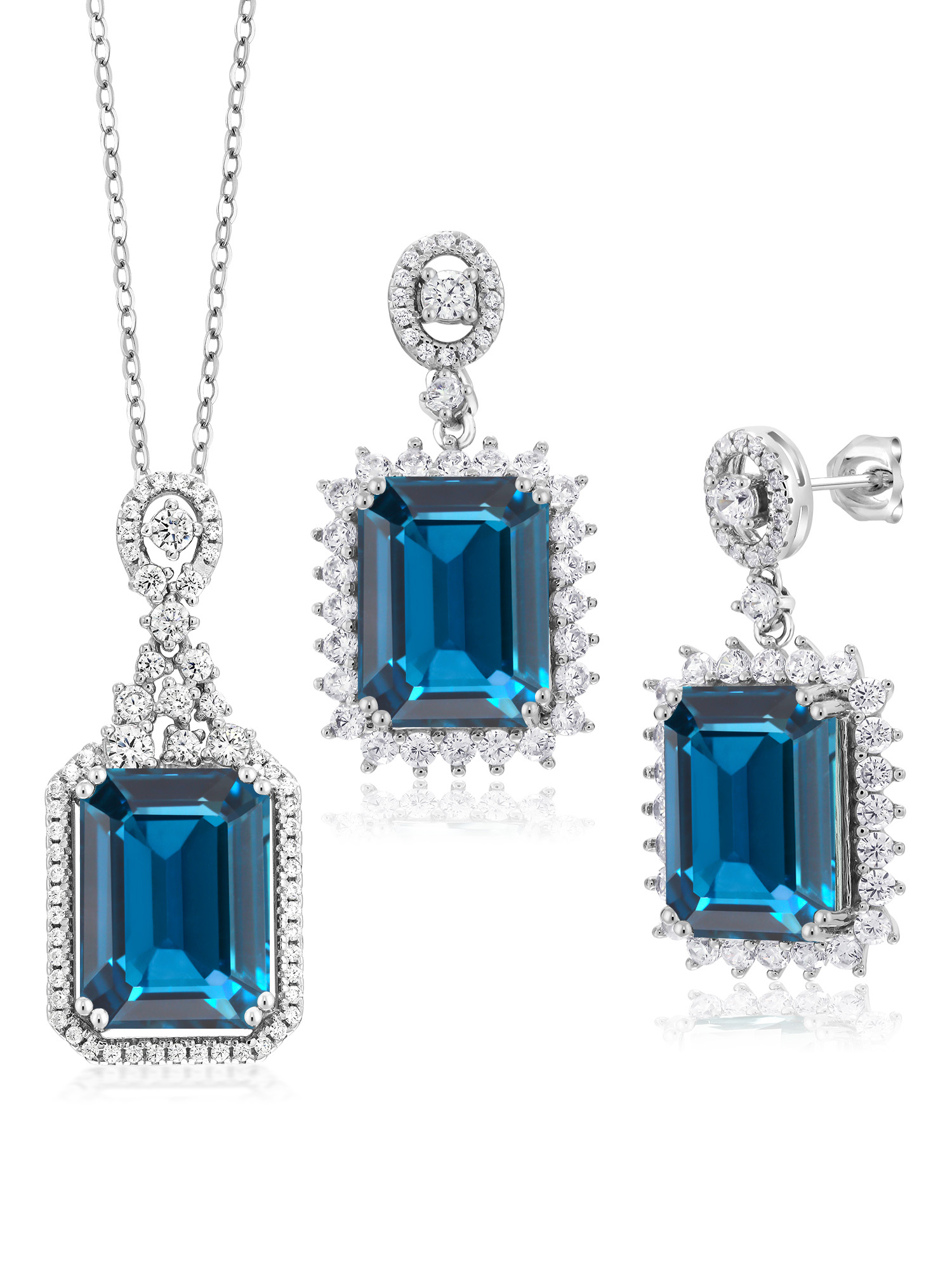 Gem Stone King 925 Sterling Silver London Blue Topaz Pendant and ...