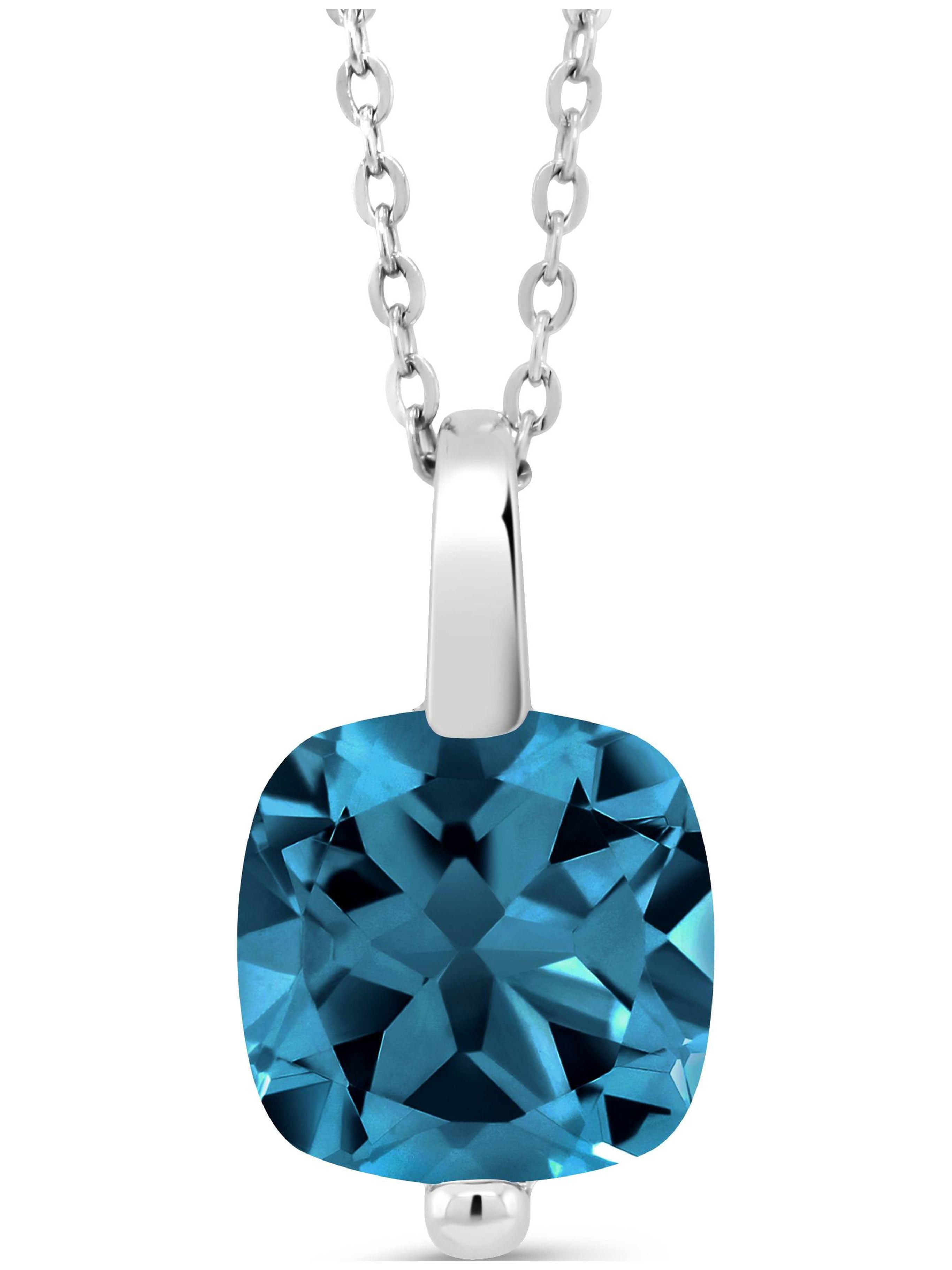 Gem Stone King 925 Sterling Silver London Blue Topaz Pendant Necklace ...