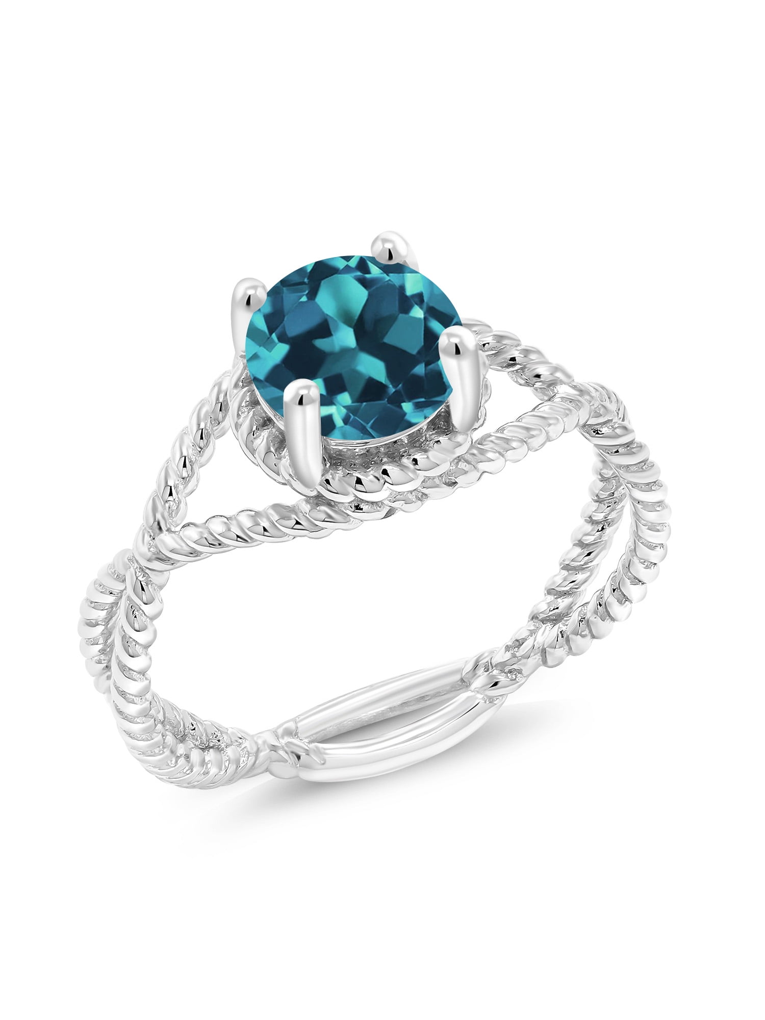 Gem Stone King 925 Sterling Silver London Blue Topaz Ring For Women (1.