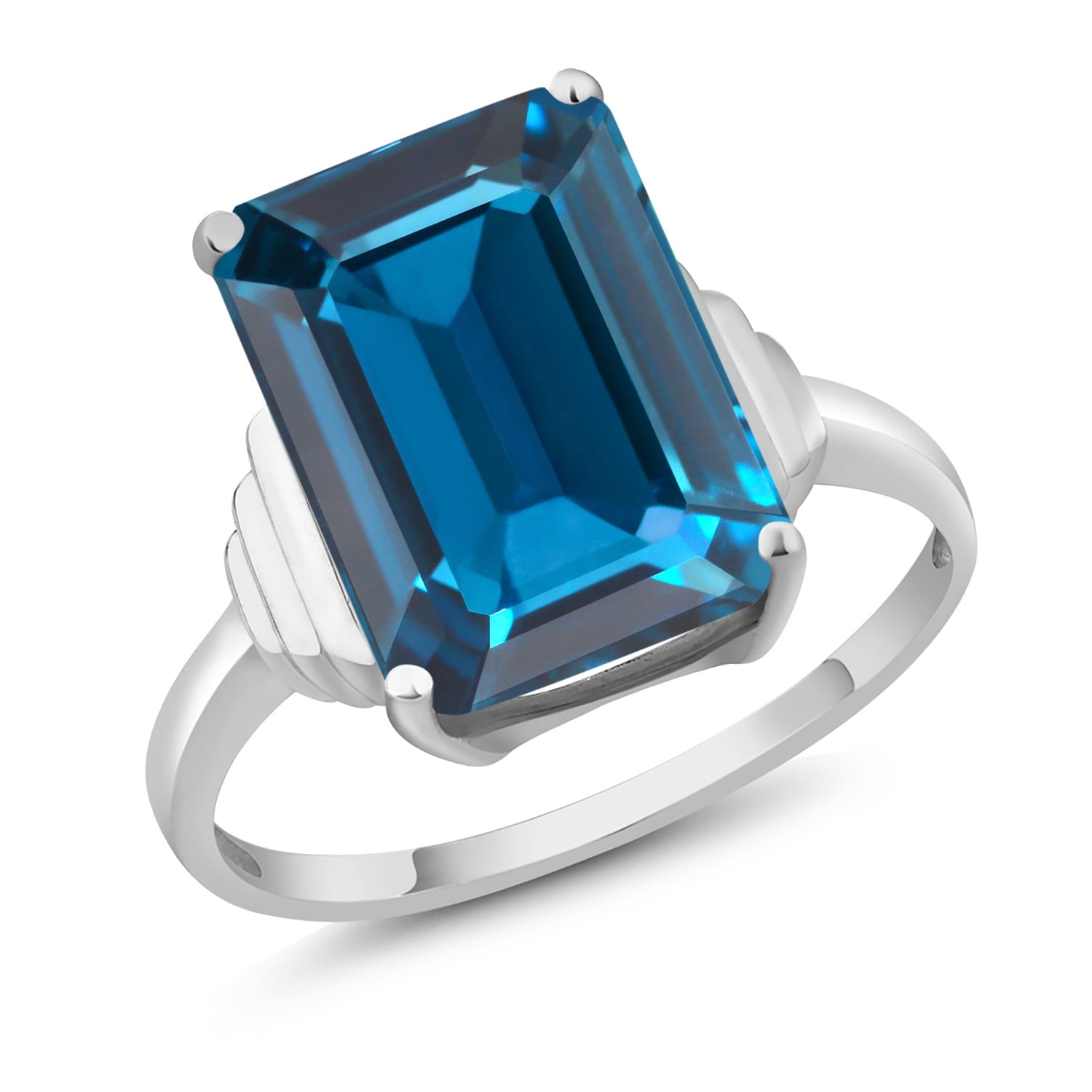 Gem Stone King 925 Sterling Silver London Blue Topaz Ring for Women (9. ...