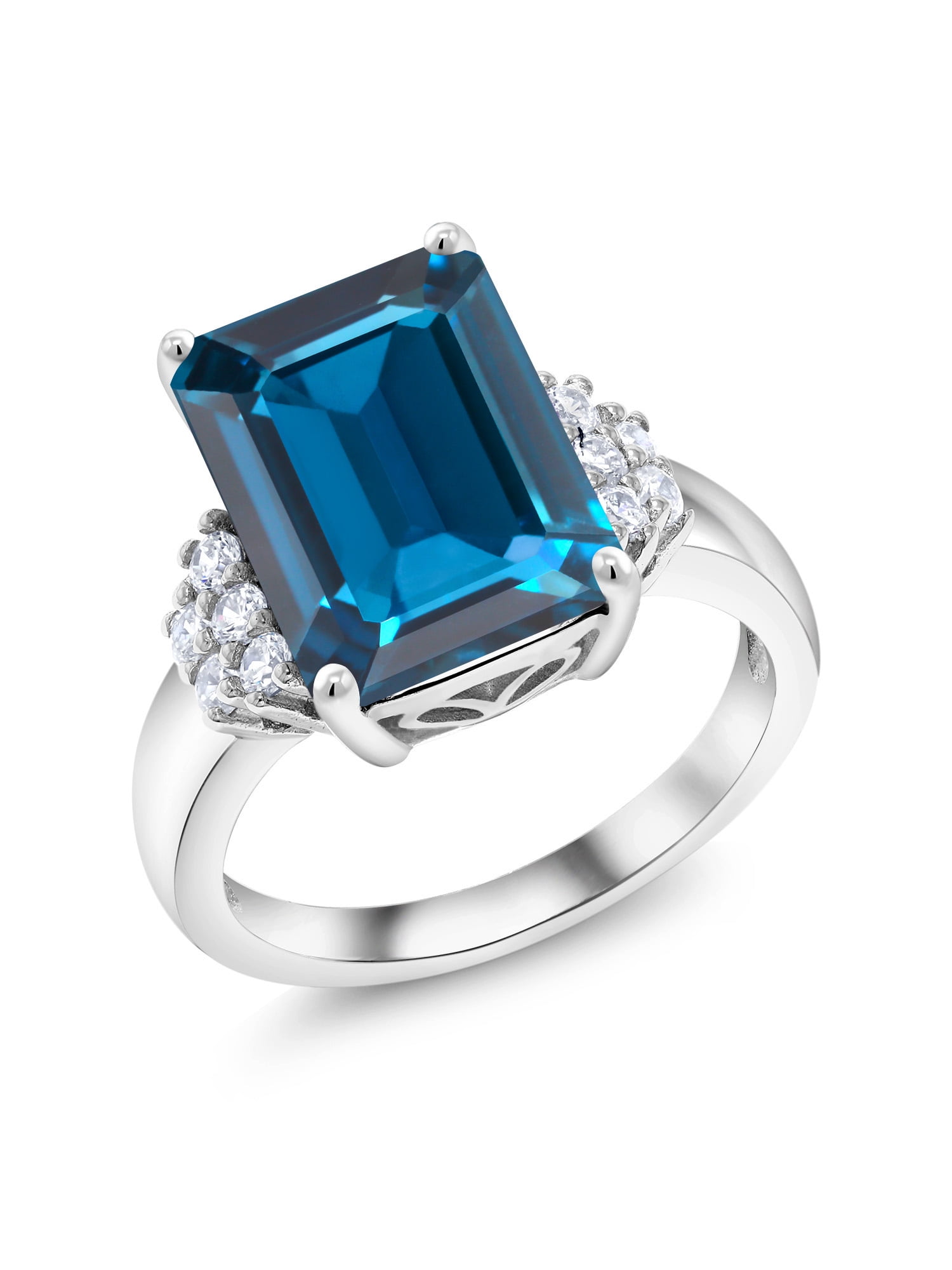 Gem Stone King 925 Sterling Silver London Blue Topaz Ring for Women (9. ...