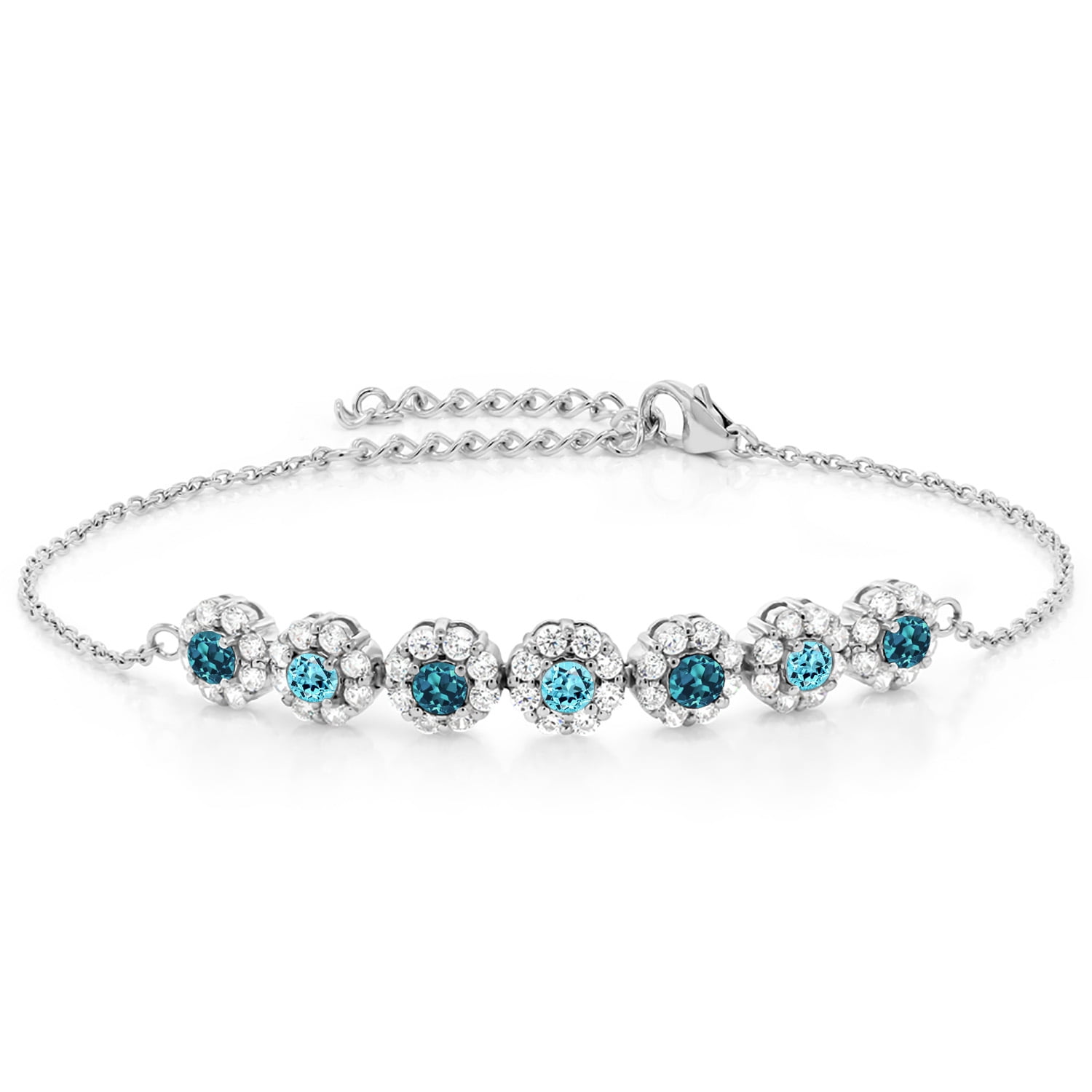Gem Stone King 925 Sterling Silver London Blue Topaz Swiss Blue Topaz ...