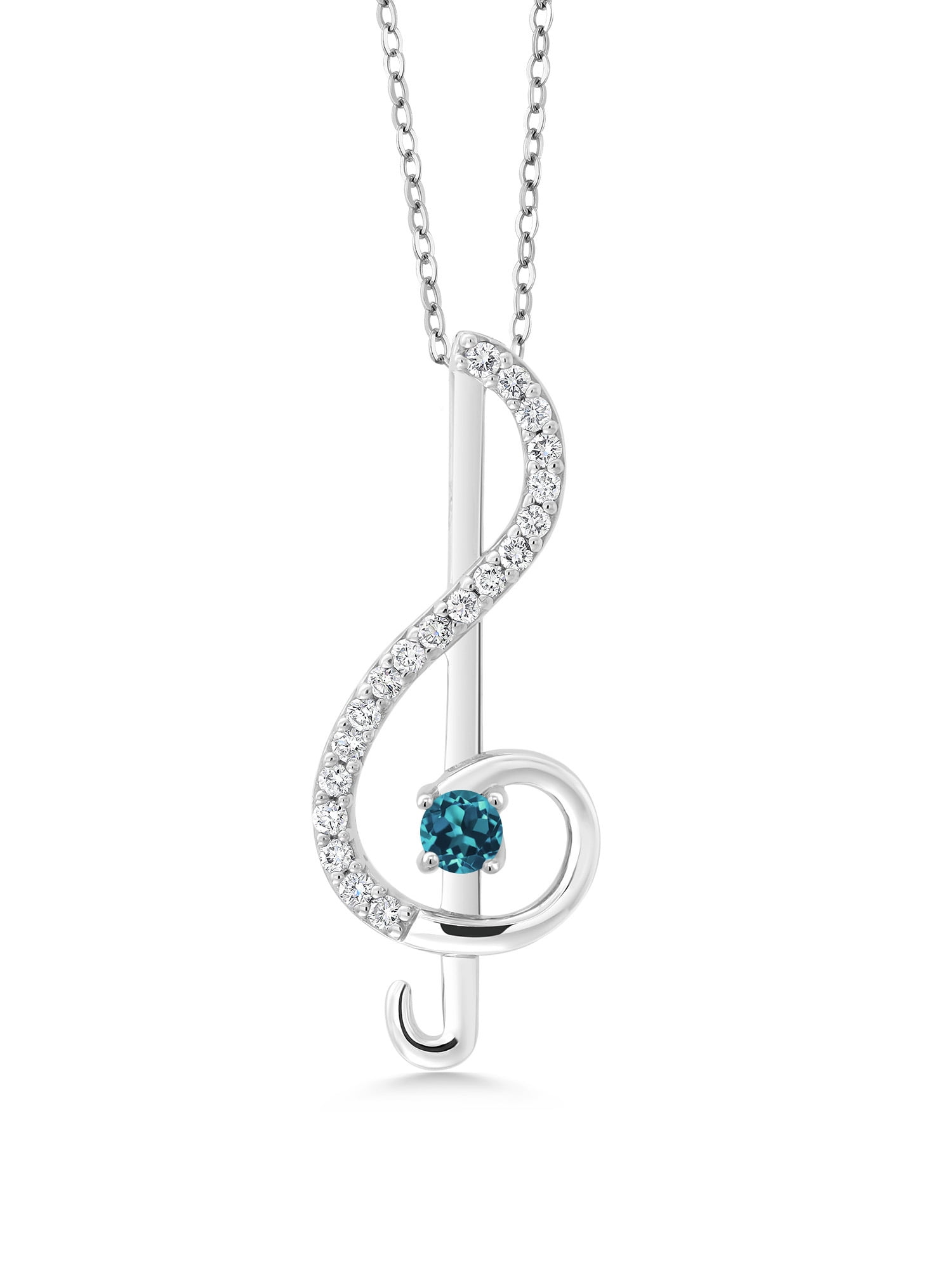 Gem Stone King 925 Sterling Silver London Blue Topaz Treble Clef ...