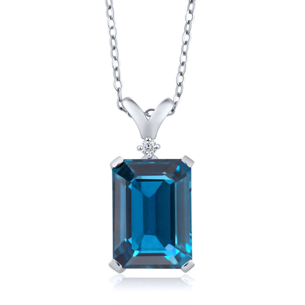 Gem Stone King 925 Sterling Silver London Blue Topaz and White Diamond ...