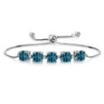 thumbnail image 1 of Gem Stone King 925 Sterling Silver London Blue Topaz and White Lab Grown Diamond Tennis Bracelet for Women (5.94 Cttw, Cushion 6MM, Gemstone Birthstone, Fully Adjustable up to 9 inch), 1 of 4