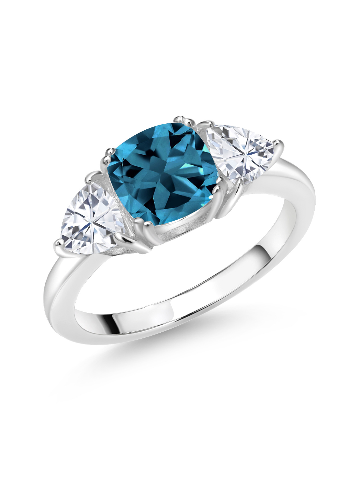 Gem Stone King 925 Sterling Silver London Blue Topaz and White ...