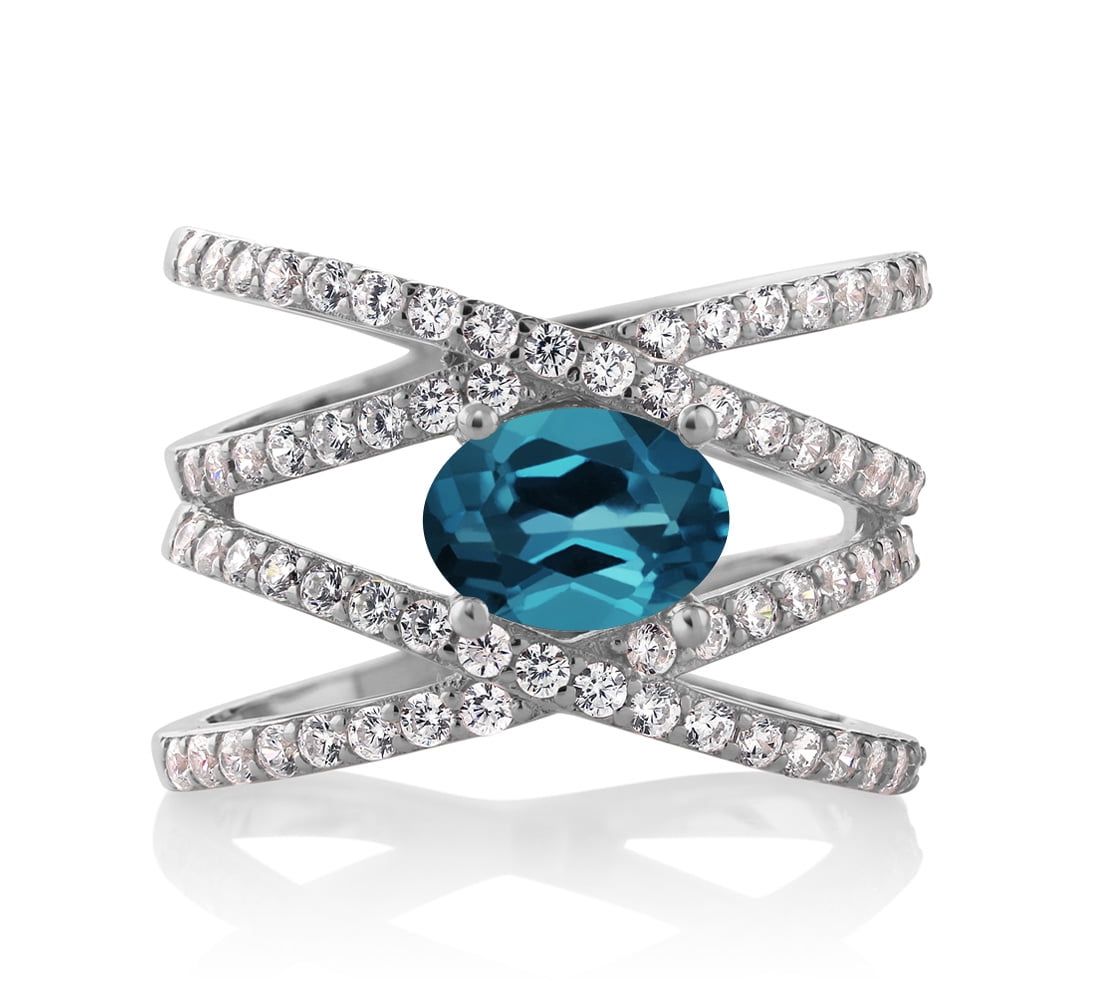 Gem Stone King 2.23 Cttw London Blue Topaz Ring for Women | 925 ...