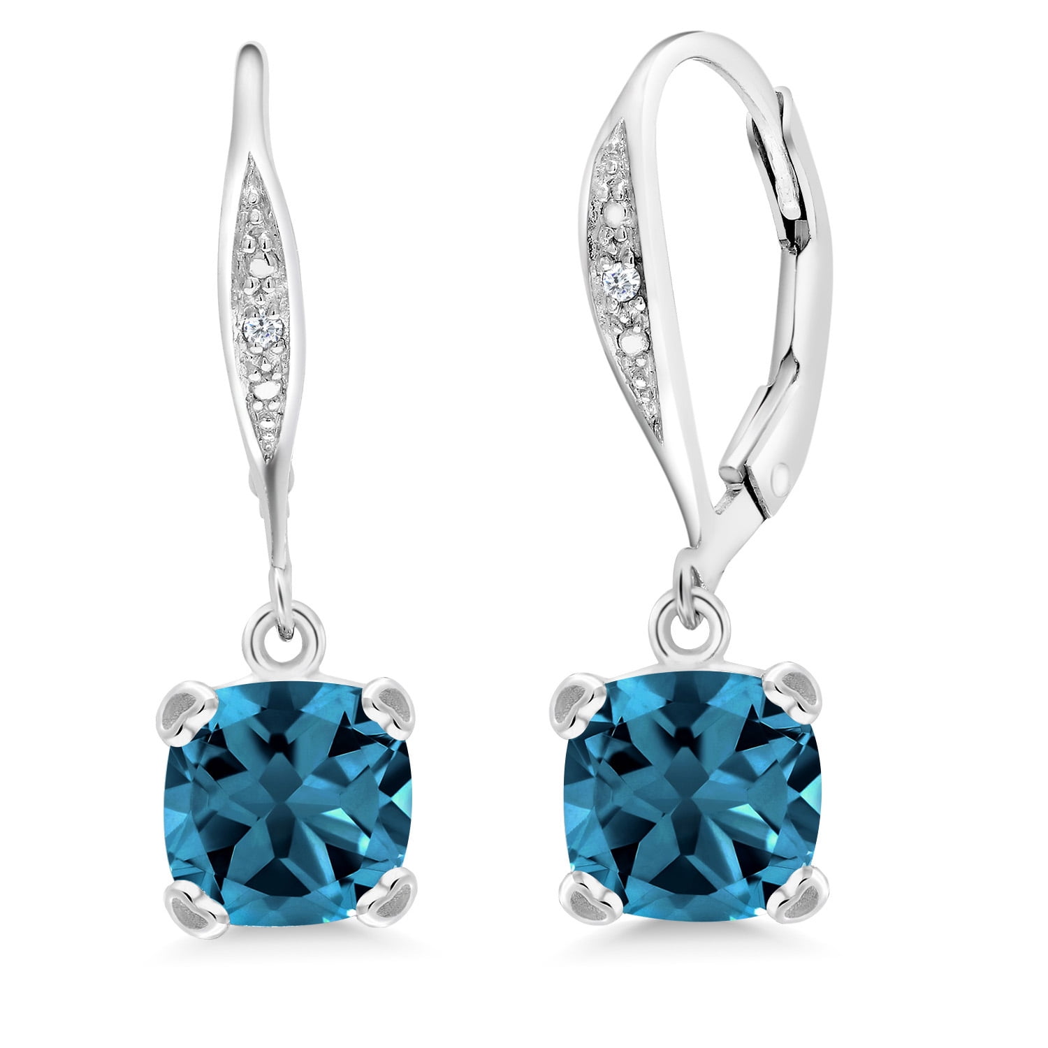 Gem Stone King 925 Sterling Silver London Blue Topaz and White Diamond ...