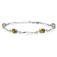 thumbnail image 1 of Gem Stone King 925 Sterling Silver Mango Mystic Topaz and White Lab Grown Diamond Tennis Bracelet for Women | 5.10 Cttw | Gemstone November Birthstone | Oval 7X5MM | 6 inch + 1 inch Extender, 1 of 3