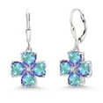 thumbnail image 1 of Gem Stone King 925 Sterling Silver Mercury Mist Mystic Topaz Dangle Earrings for Women (8.02 Cttw, Gemstone, Heart Shape 6MM), 1 of 3