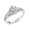 thumbnail image 1 of Gem Stone King 925 Sterling Silver Mercury Mist Mystic Topaz Engagement Ring for Women (1.49 Cttw, Round 5MM, Gemstone November Birthstone, Size 6), 1 of 4
