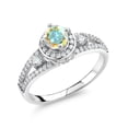 thumbnail image 1 of Gem Stone King 925 Sterling Silver Mercury Mist Mystic Topaz Engagement Ring for Women (1.49 Cttw, Round 5MM, Gemstone November Birthstone, Size 8), 1 of 4