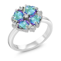 Gem Stone King 925 Sterling Silver Mercury Mist Mystic Topaz Ring for Women (2.32 Cttw, Heart Shape 5MM, Gemstone November Birthstone, Size 9)