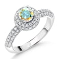 thumbnail image 1 of Gem Stone King 925 Sterling Silver Mercury Mist Mystic Topaz and White Moissanite Engagement Ring for Women (1.11 Cttw, Round 5MM, Available in Size 5, 6, 7, 8, 9), 1 of 6